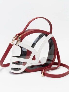 New Burgundy Clear Gameday Football Helmet Satchel/Crossbody Bag